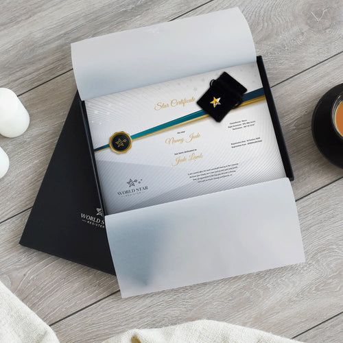 A4 personalised star certificate and velum sleeve