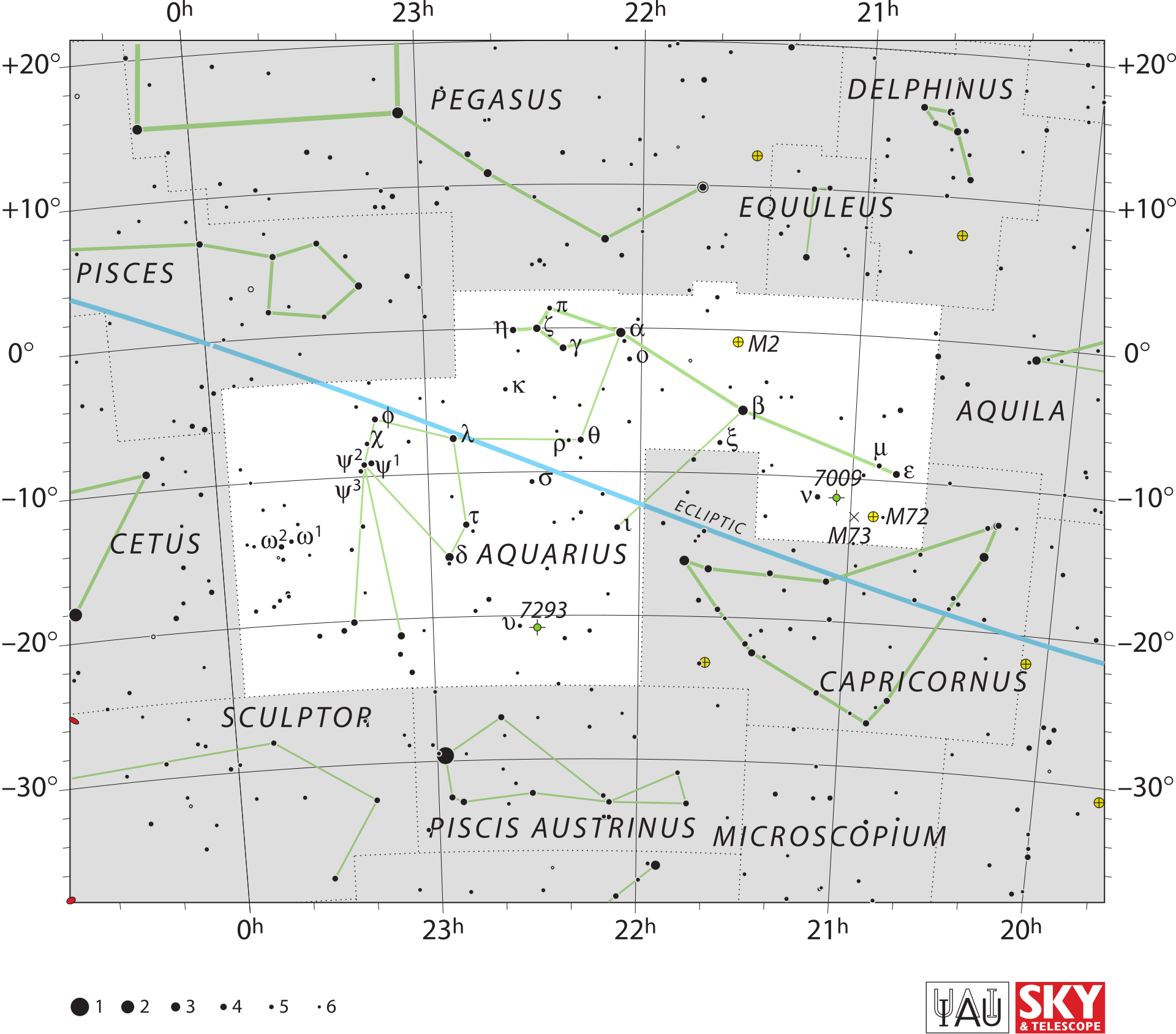 Aquarius constellation and its nearby stars