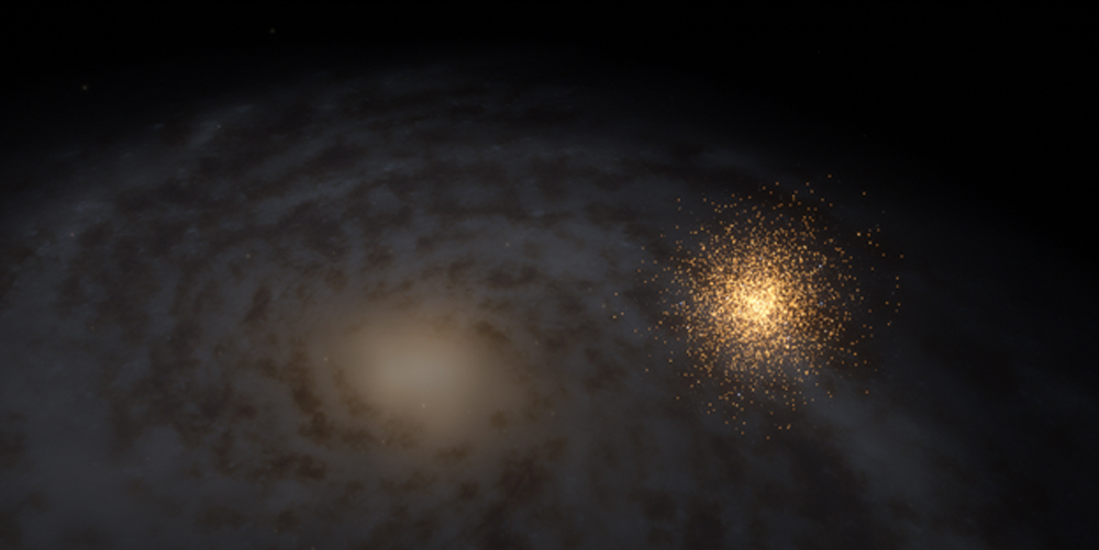 The M73 cluster hangs in the openness of space with our home galaxy, the Milky Way in the background.